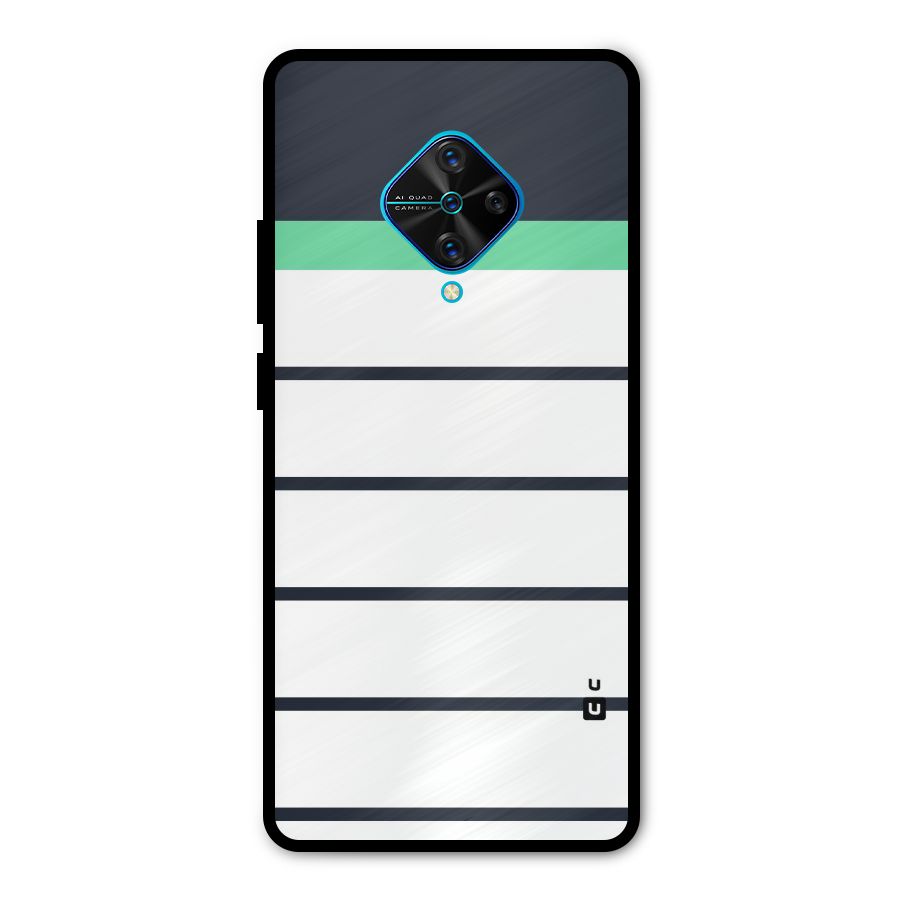 White and Simple Stripes Metal Back Case for Vivo S1 Pro
