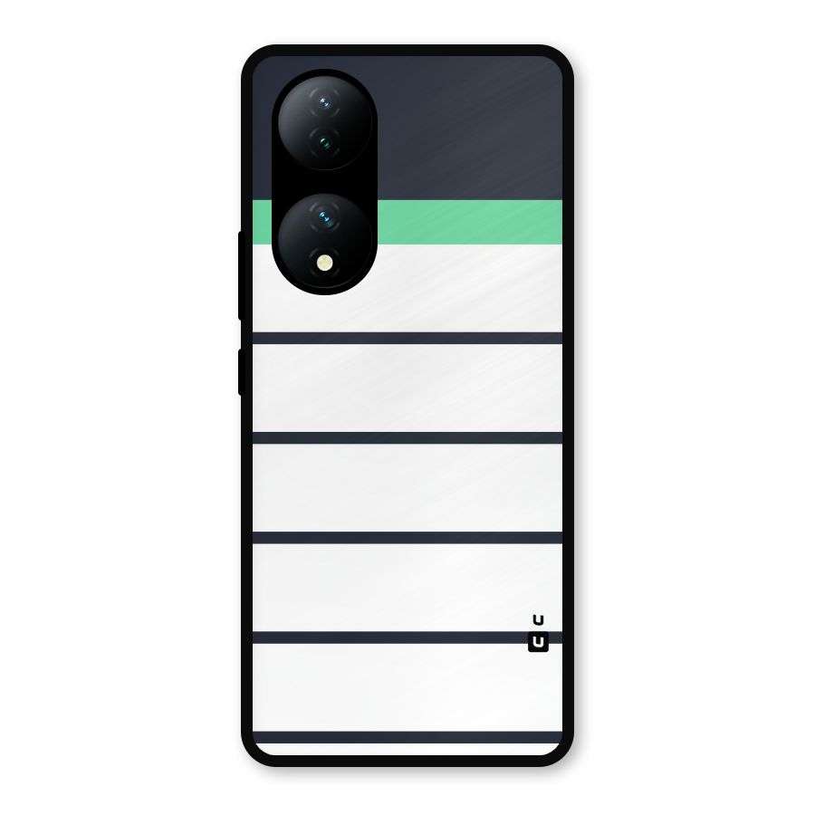 White and Simple Stripes Metal Back Case for Vivo T2