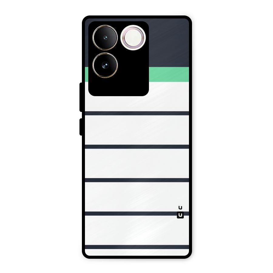 White and Simple Stripes Metal Back Case for Vivo T2 Pro