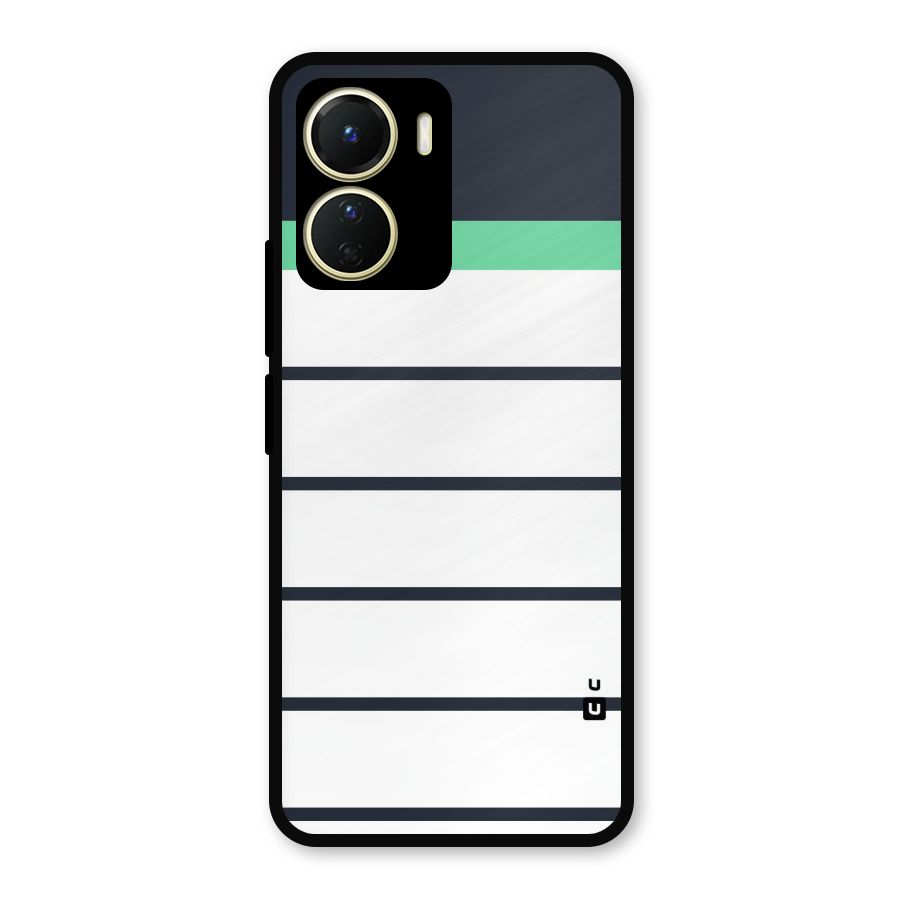 White and Simple Stripes Metal Back Case for Vivo T2x
