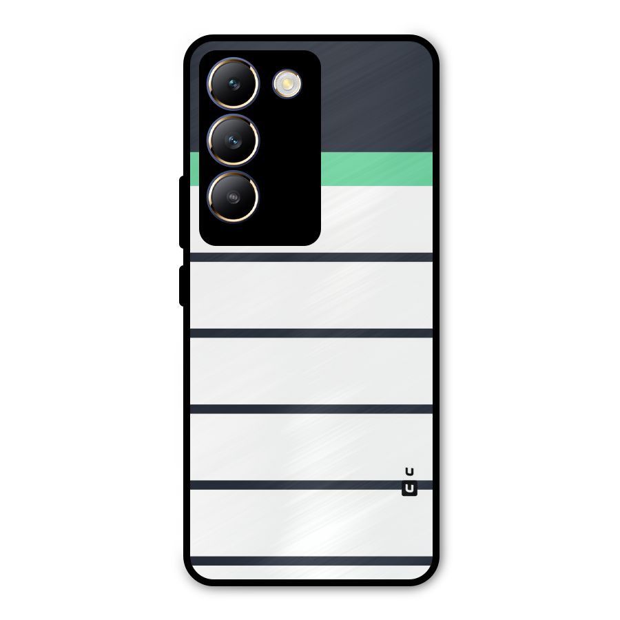 White and Simple Stripes Metal Back Case for Vivo T3 5G
