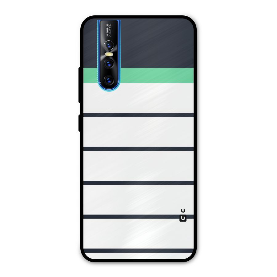 White and Simple Stripes Metal Back Case for Vivo V15 Pro