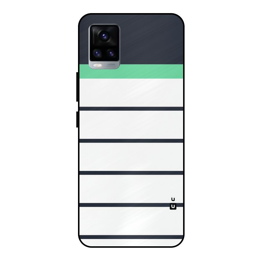 White and Simple Stripes Metal Back Case for Vivo V20 2021