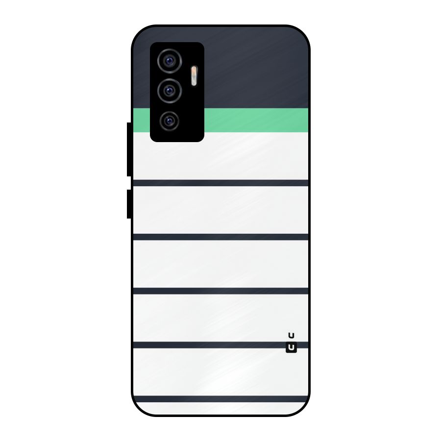 White and Simple Stripes Metal Back Case for Vivo V23e