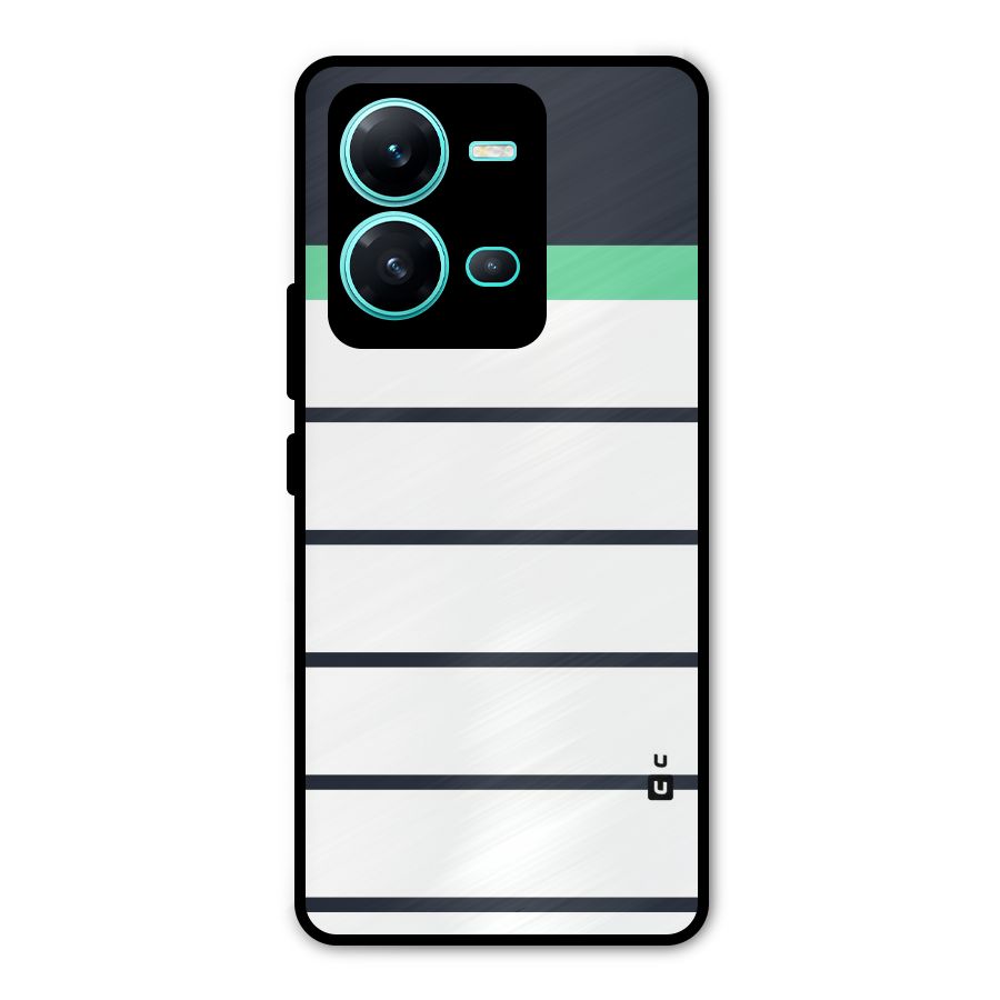 White and Simple Stripes Metal Back Case for Vivo V25