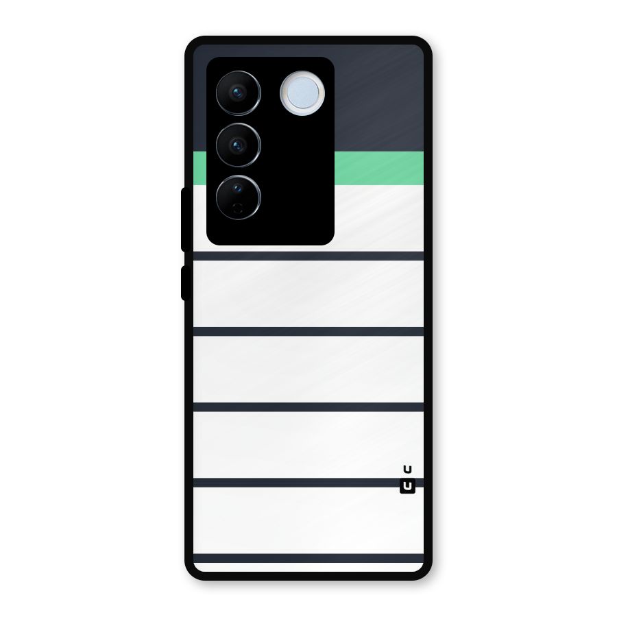 White and Simple Stripes Metal Back Case for Vivo V27
