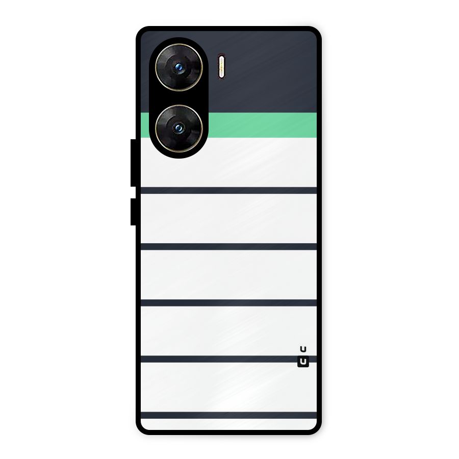 White and Simple Stripes Metal Back Case for Vivo V29e