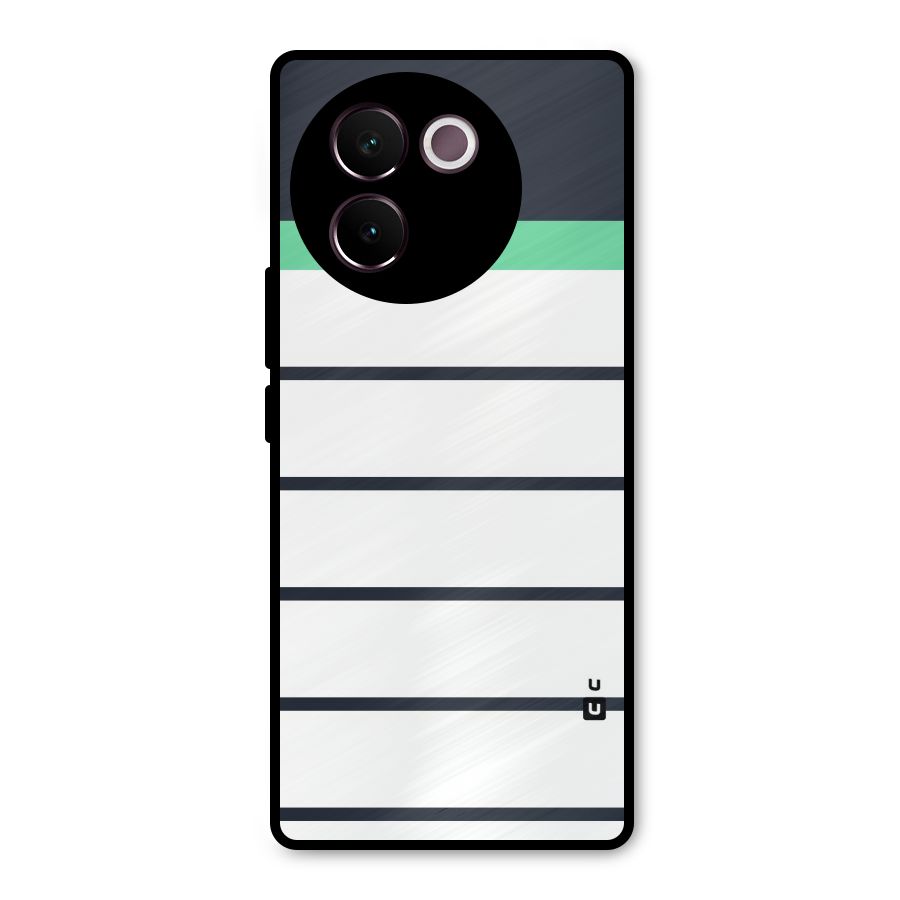 White and Simple Stripes Metal Back Case for Vivo V30e