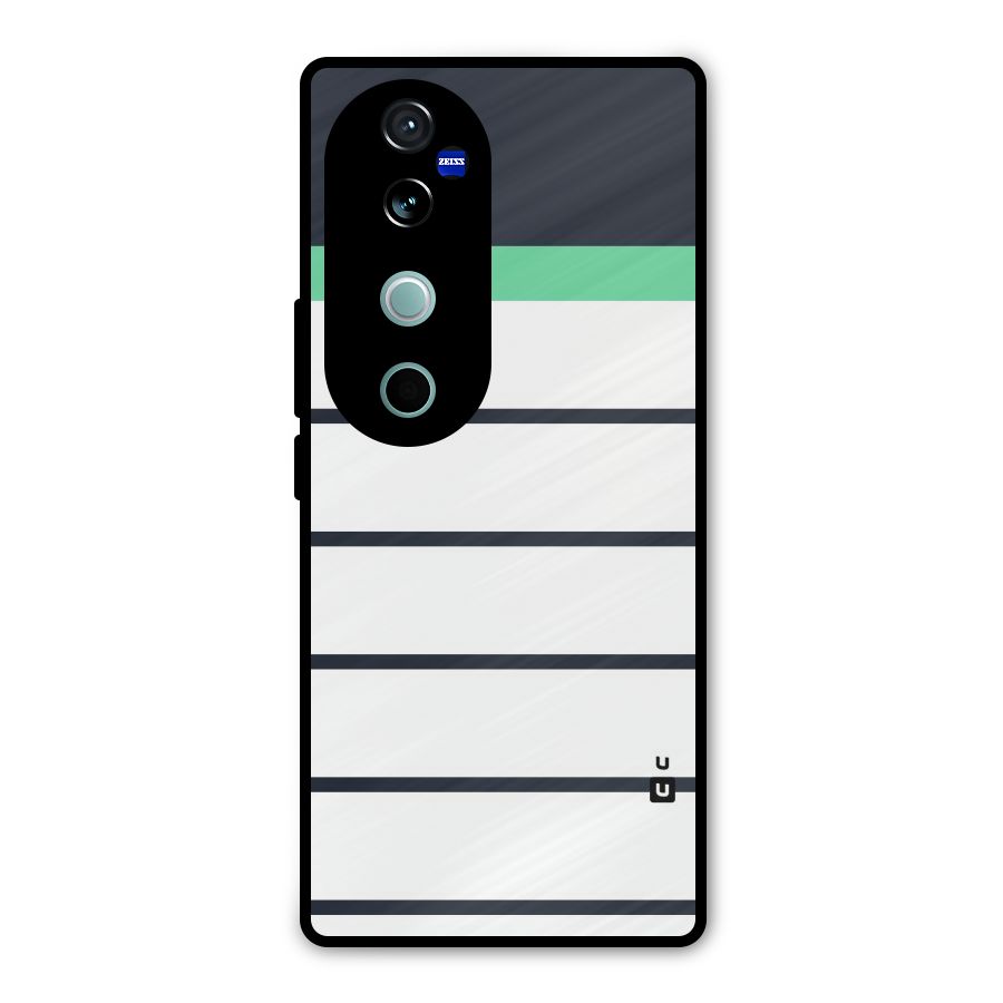White and Simple Stripes Metal Back Case for Vivo V40