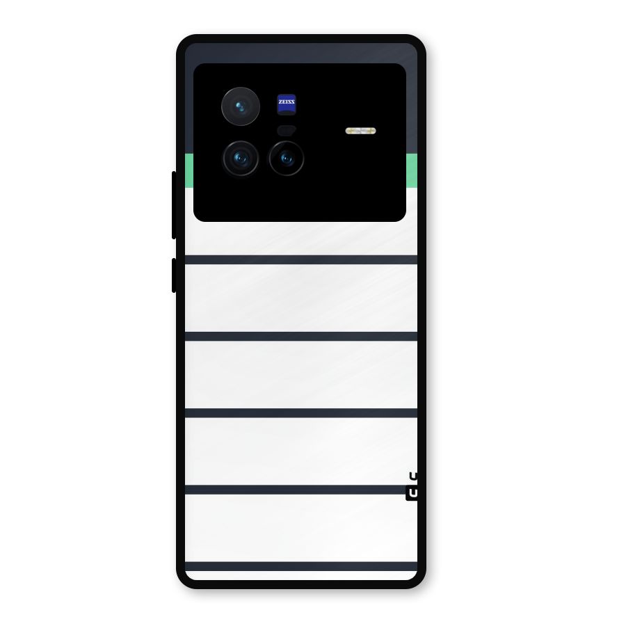 White and Simple Stripes Metal Back Case for Vivo X80