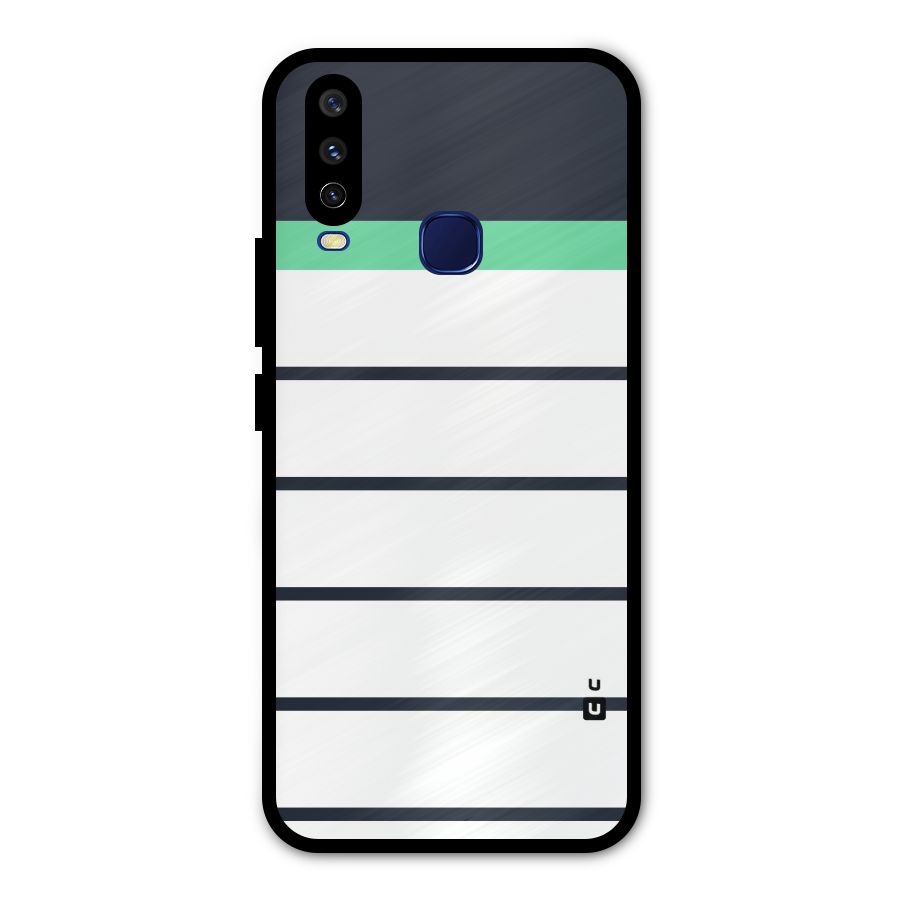 White and Simple Stripes Metal Back Case for Vivo Y15
