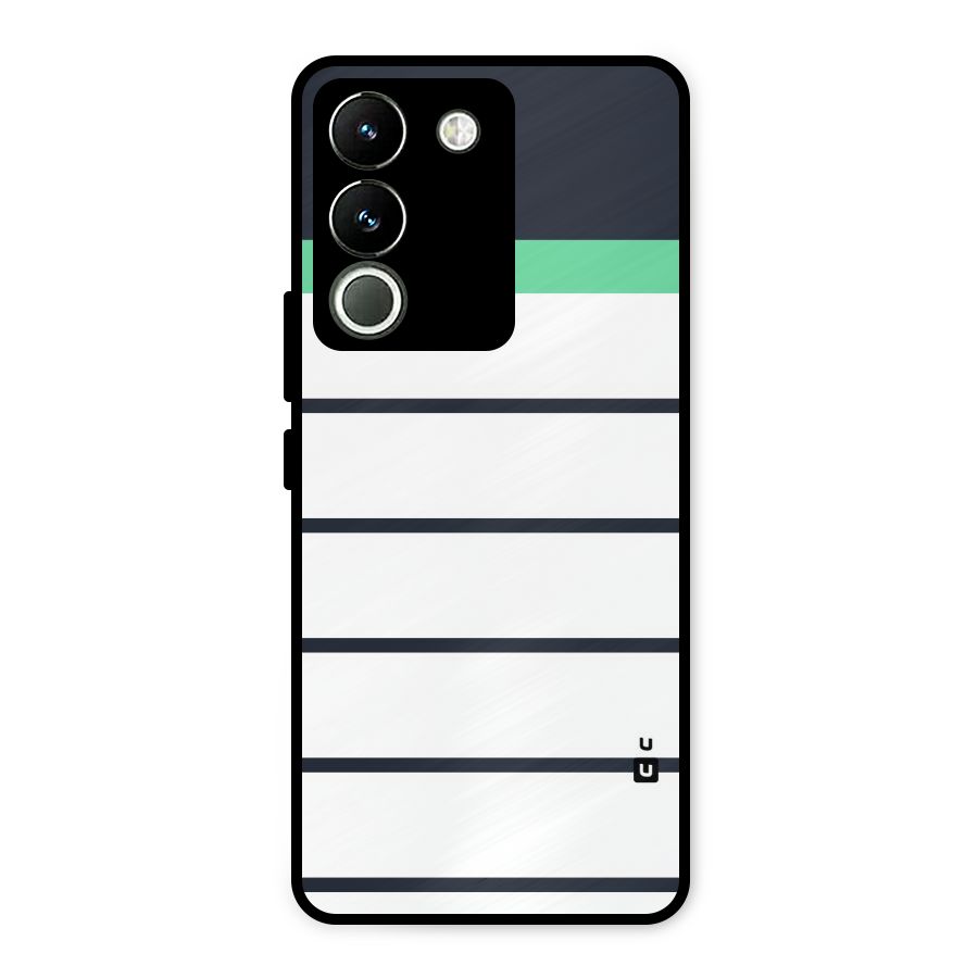 White and Simple Stripes Metal Back Case for Vivo Y200