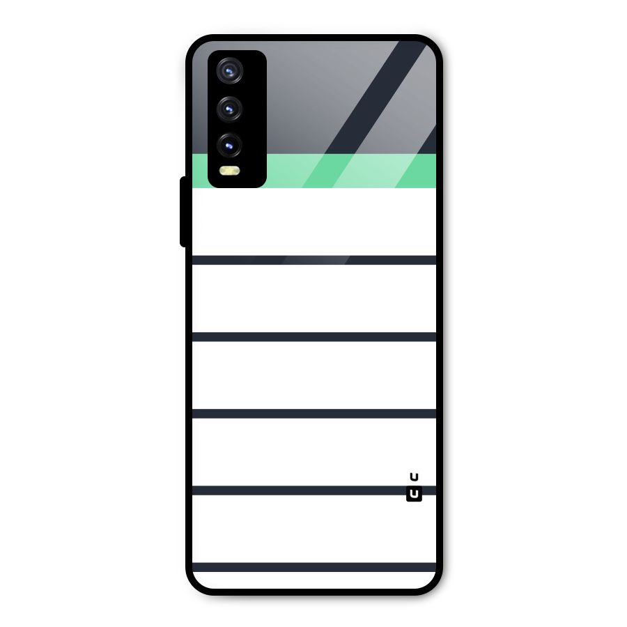 White and Simple Stripes Metal Back Case for Vivo Y20g