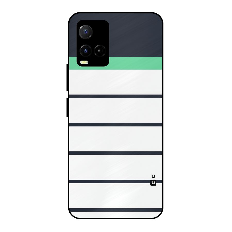 White and Simple Stripes Metal Back Case for Vivo Y21 2021