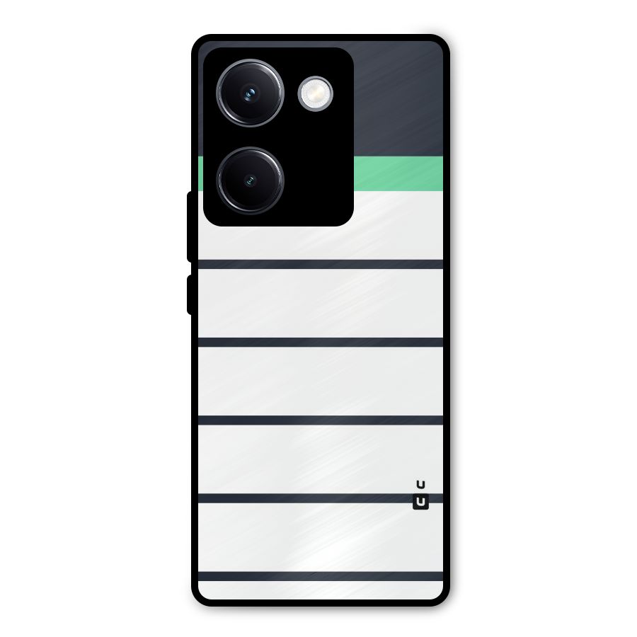White and Simple Stripes Metal Back Case for Vivo Y300 Plus