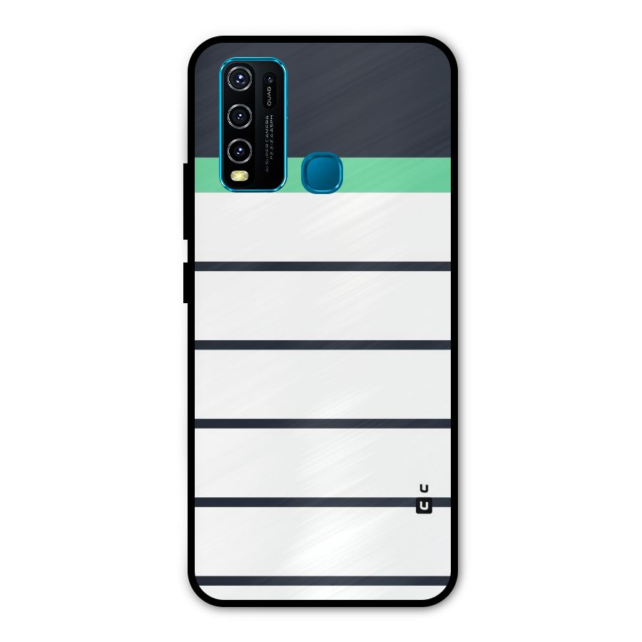 White and Simple Stripes Metal Back Case for Vivo Y50