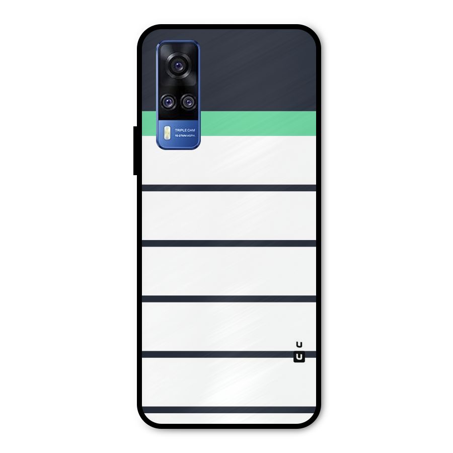 White and Simple Stripes Metal Back Case for Vivo Y51A