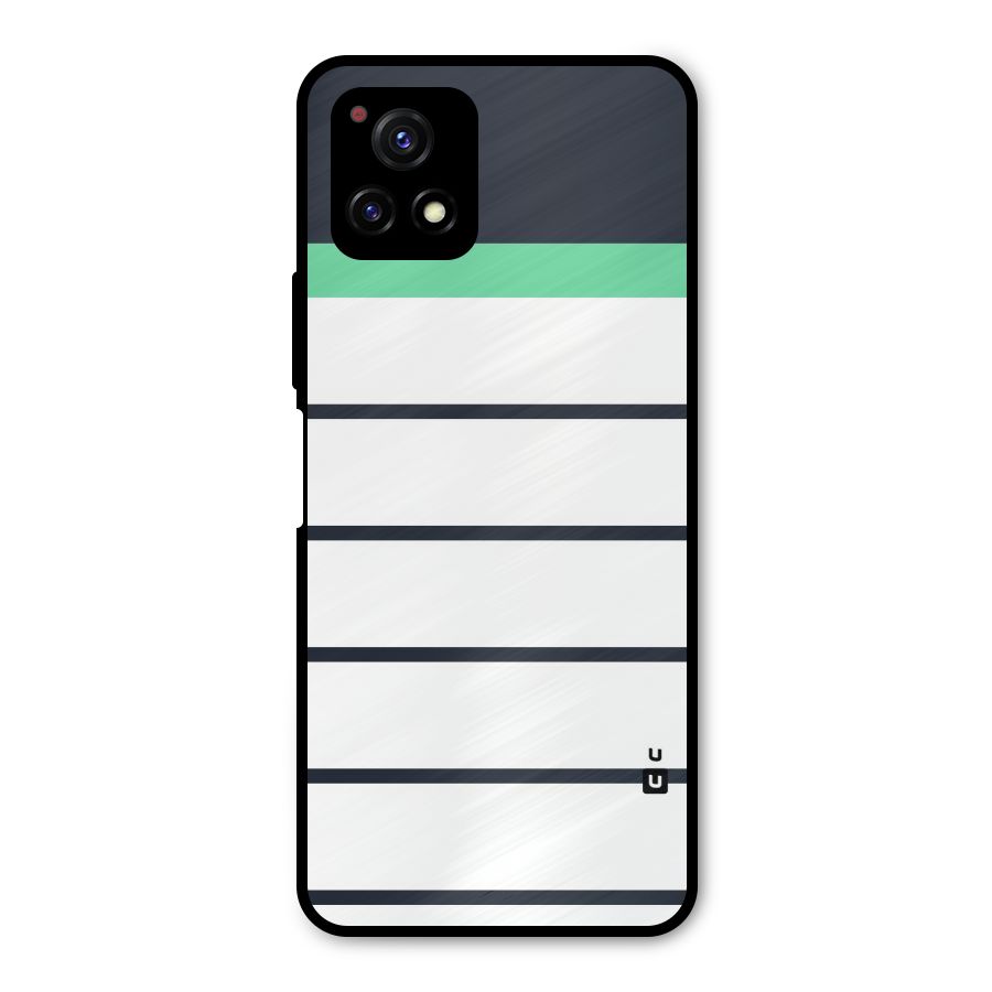 White and Simple Stripes Metal Back Case for Vivo Y72 5G