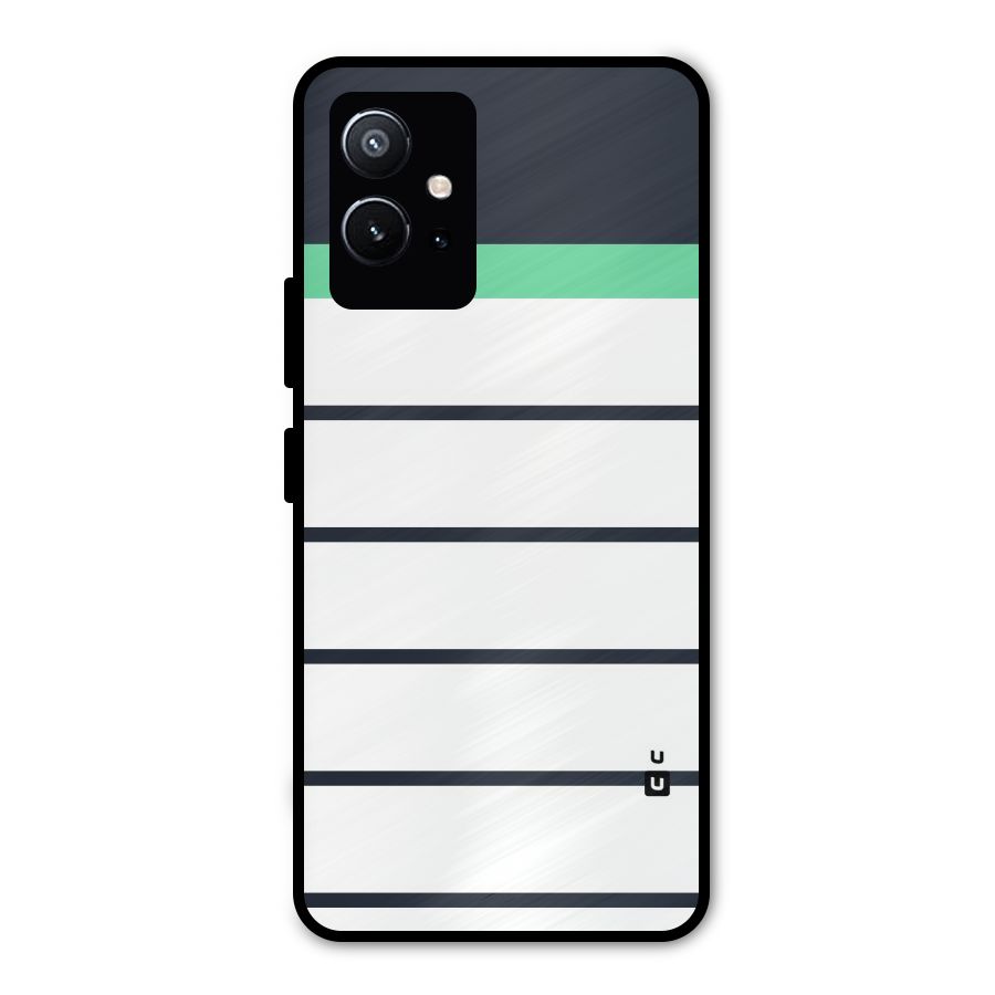 White and Simple Stripes Metal Back Case for Vivo Y75 5G