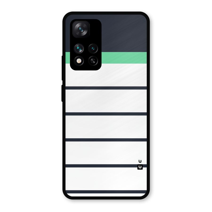 White and Simple Stripes Metal Back Case for Xiaomi 11i Hypercharge 5G