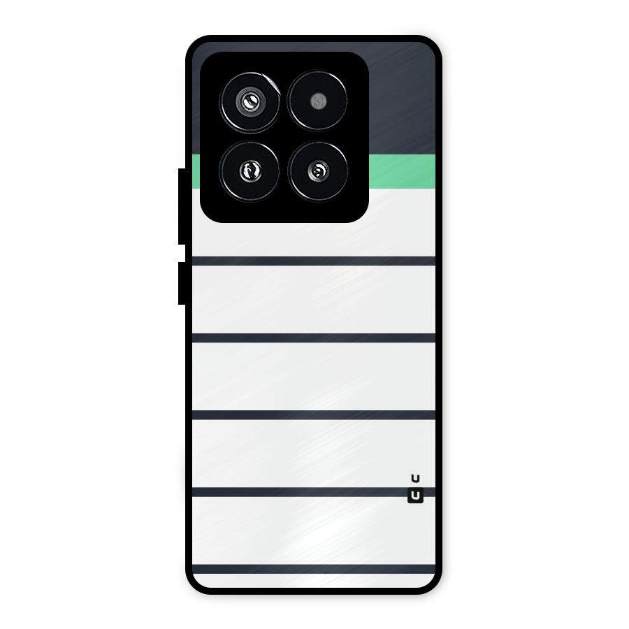 White and Simple Stripes Metal Back Case for Xiaomi 14 Pro