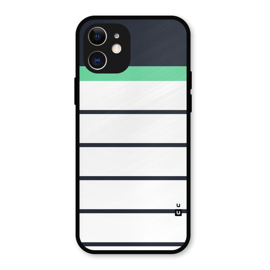White and Simple Stripes Metal Back Case for iPhone 12