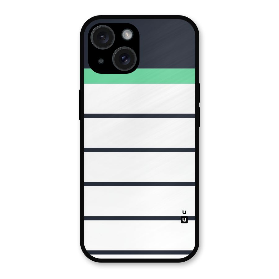 White and Simple Stripes Metal Back Case for iPhone 15