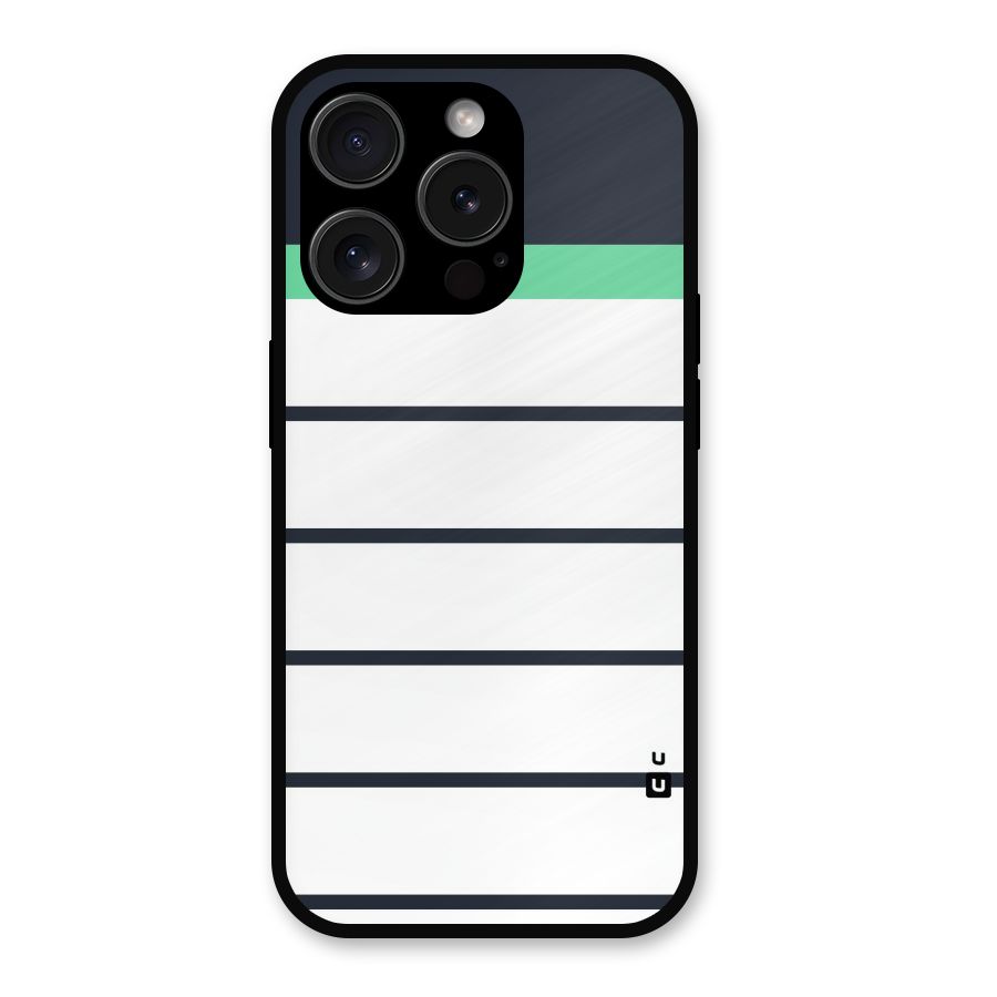 White and Simple Stripes Metal Back Case for iPhone 15 Pro