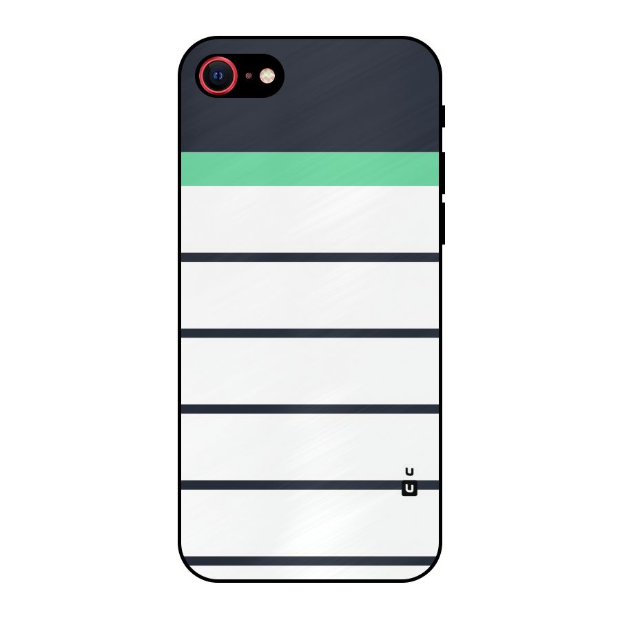 White and Simple Stripes Metal Back Case for iPhone SE 2022