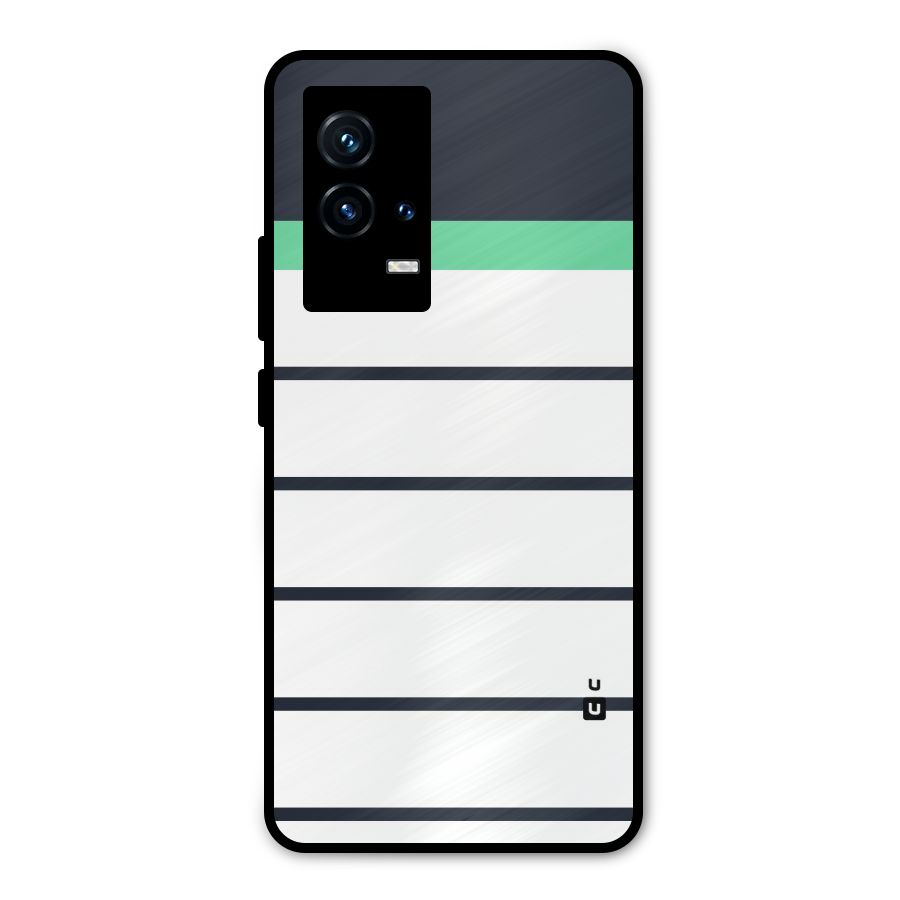 White and Simple Stripes Metal Back Case for iQOO 9 5G