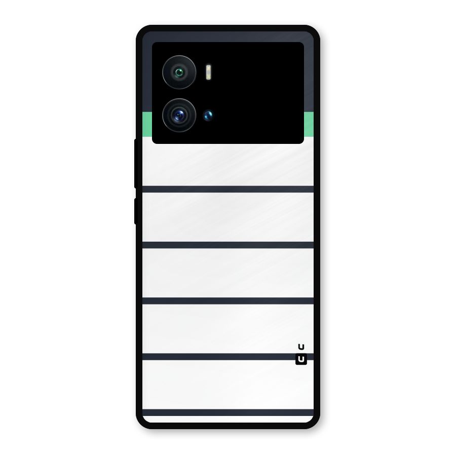White and Simple Stripes Metal Back Case for iQOO 9 Pro