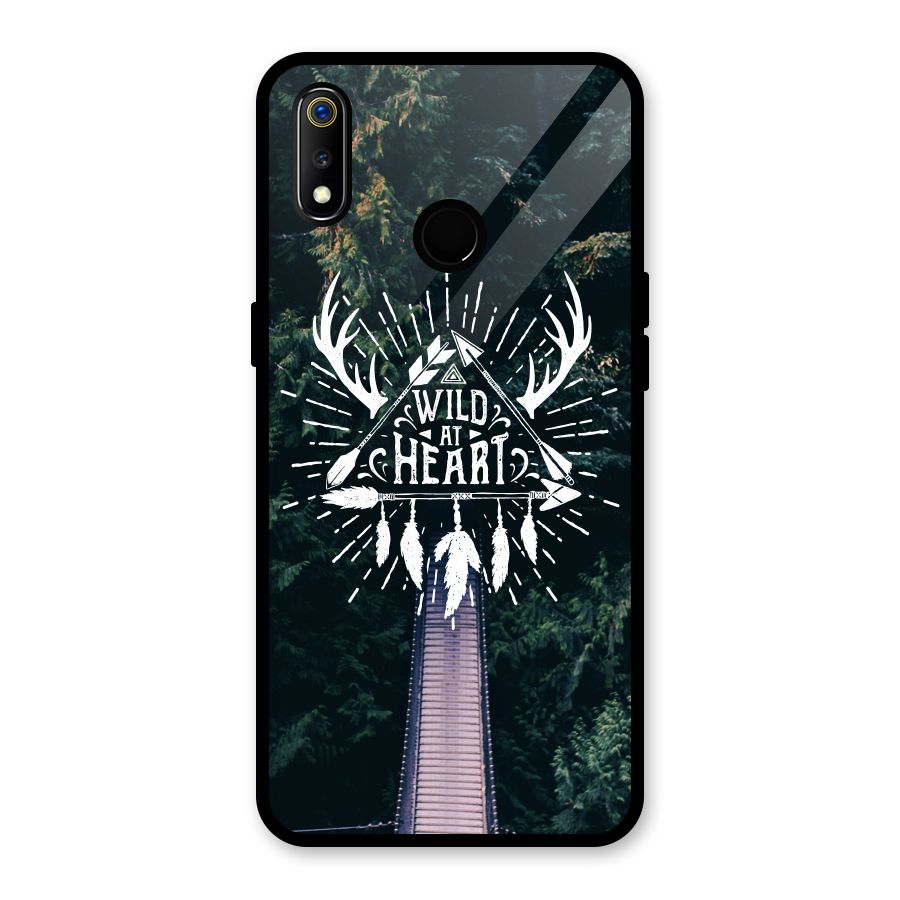 Wild Heart Glass Back Case for Realme 3i