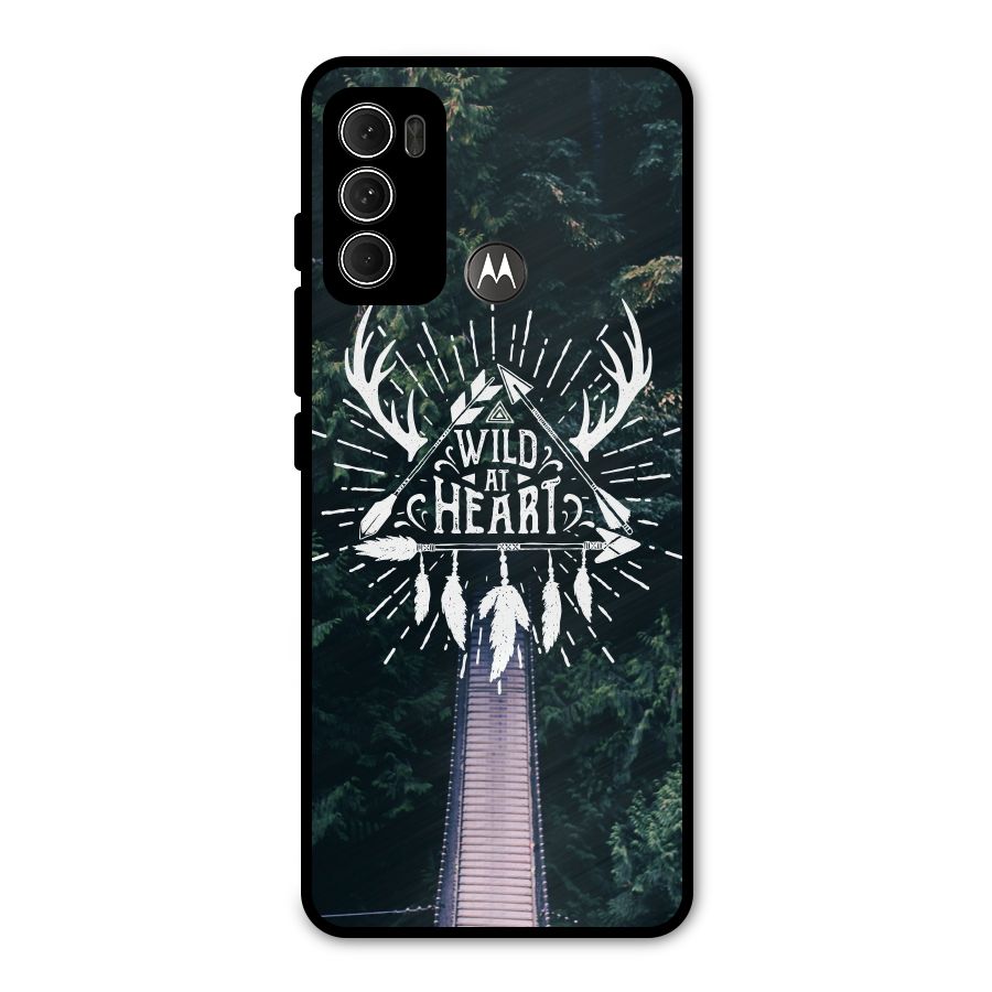 Wild Heart Metal Back Case for Moto G60