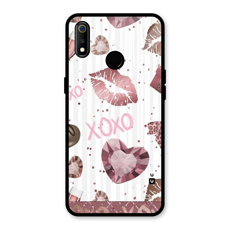Wine Lip xoxo Glass Back Case for Realme 3i