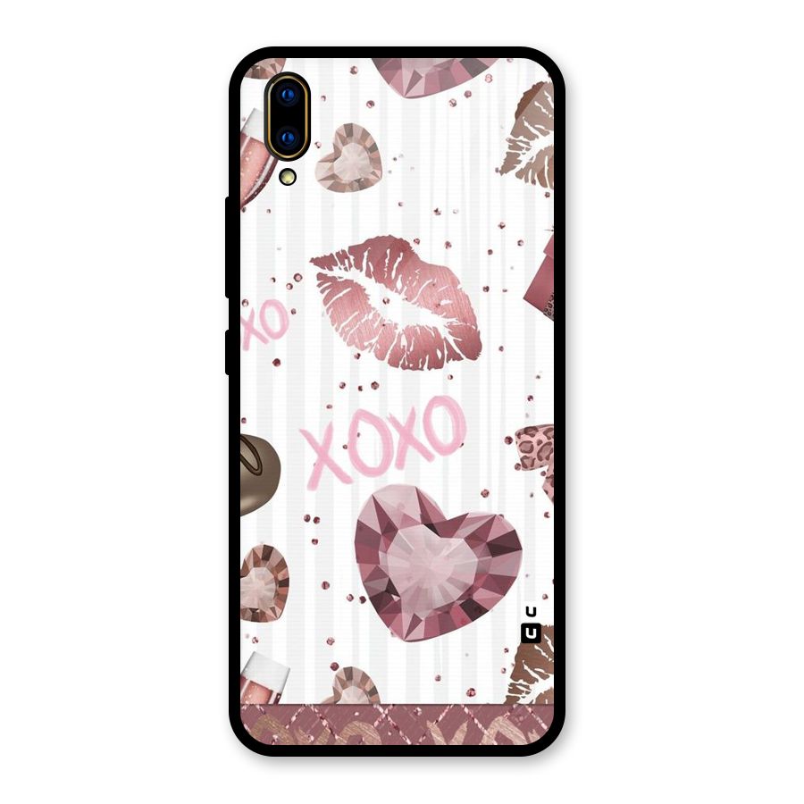 Wine Lip xoxo Glass Back Case for Vivo V11 Pro