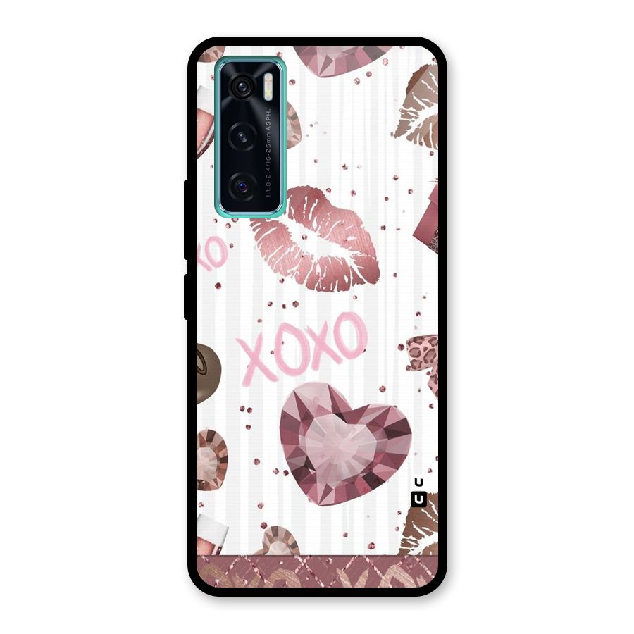 Wine Lip xoxo Glass Back Case for Vivo V20 SE
