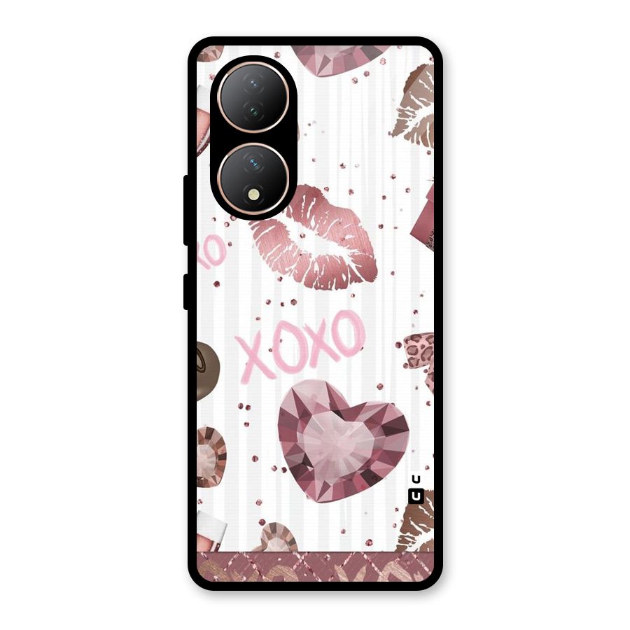 Wine Lip xoxo Glass Back Case for Vivo Y100A