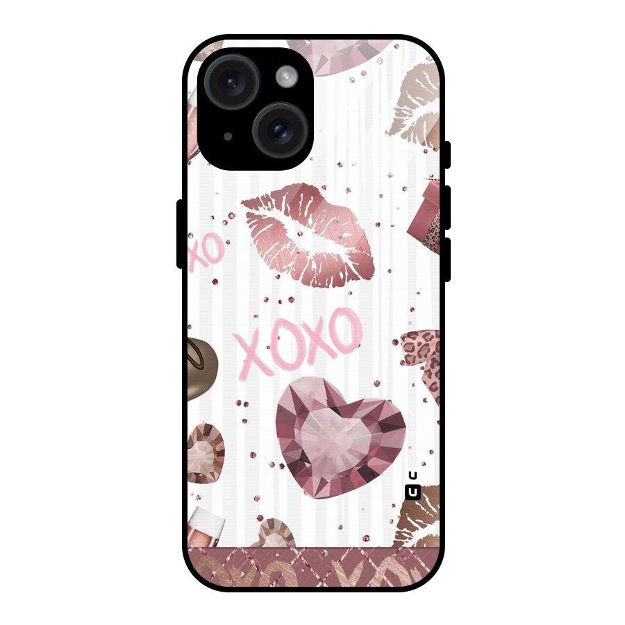 Wine Lip xoxo Glass Back Case for iPhone 15
