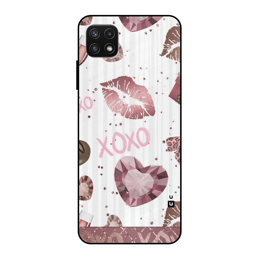 Wine Lip xoxo Metal Back Case for Galaxy A22 5G