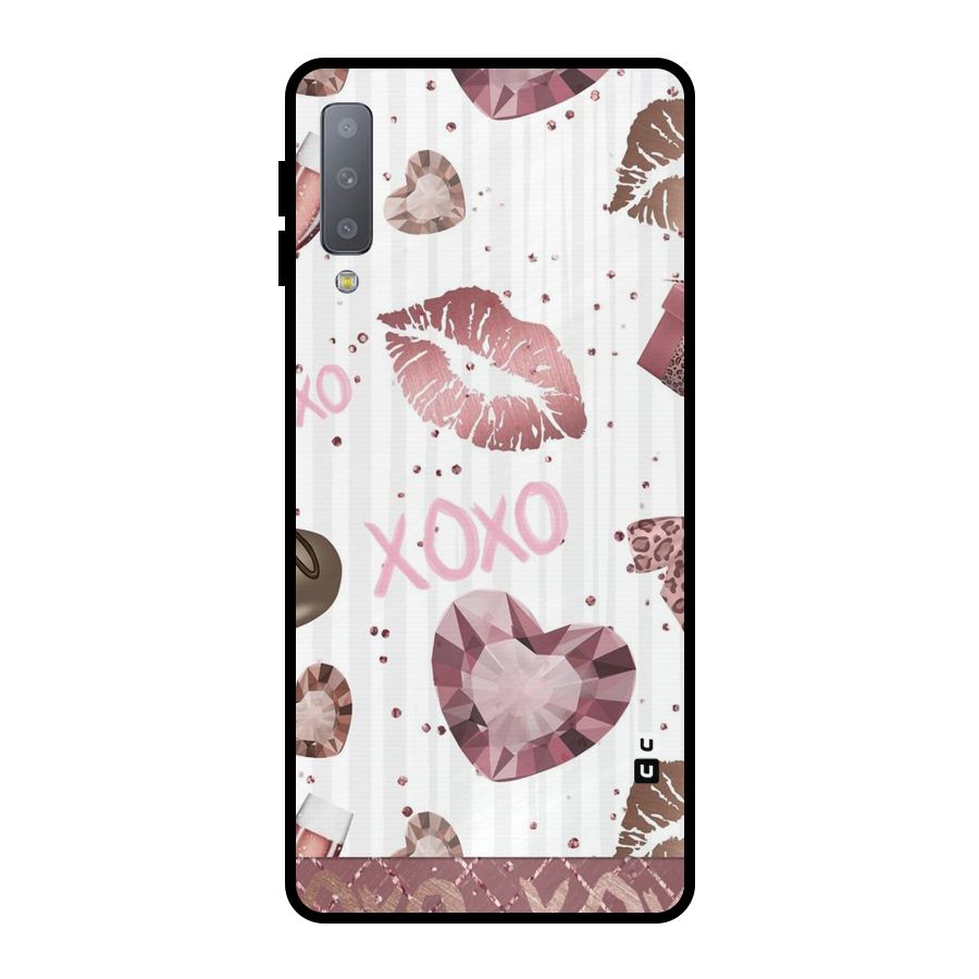 Wine Lip xoxo Metal Back Case for Galaxy A7 (2018)