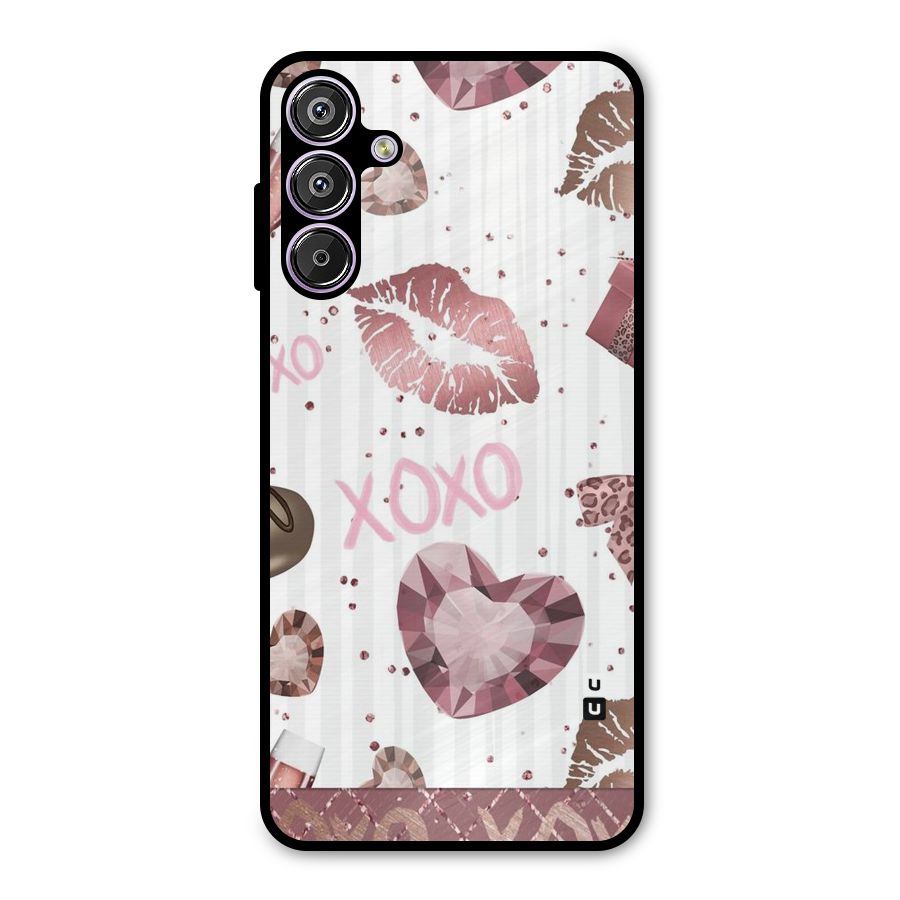 Wine Lip xoxo Metal Back Case for Galaxy M15