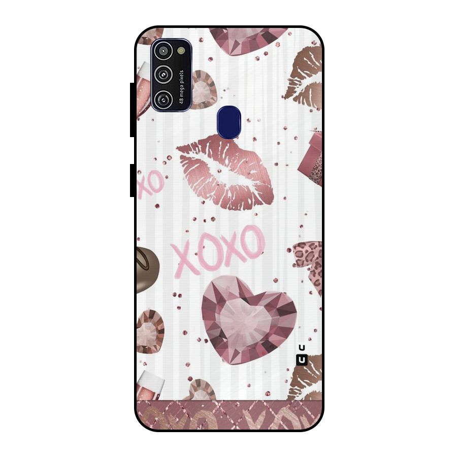 Wine Lip xoxo Metal Back Case for Galaxy M30s