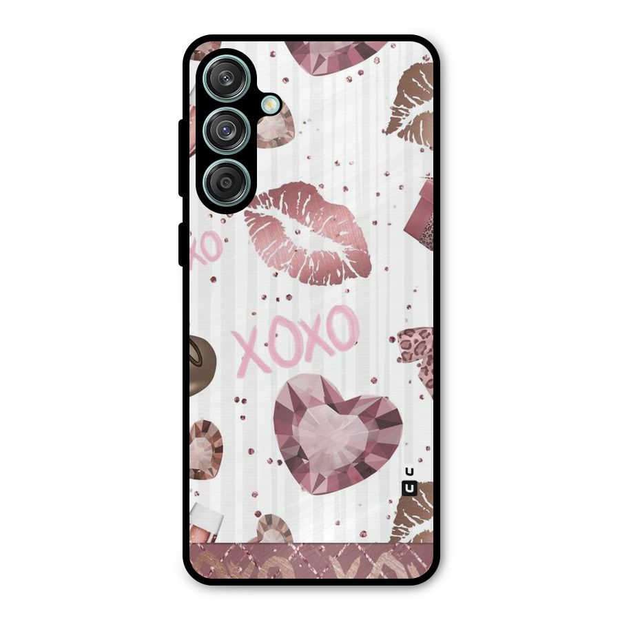 Wine Lip xoxo Metal Back Case for Galaxy M55 5G