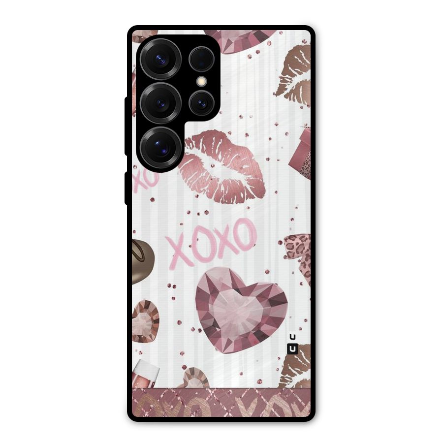 Wine Lip xoxo Metal Back Case for Galaxy S25 Ultra