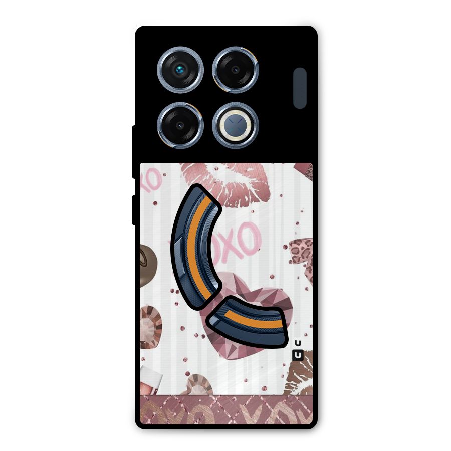 Wine Lip xoxo Metal Back Case for Infinix GT 20 Pro