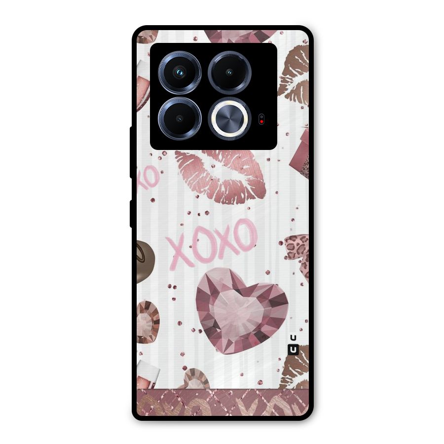 Wine Lip xoxo Metal Back Case for Infinix Note 40 5G