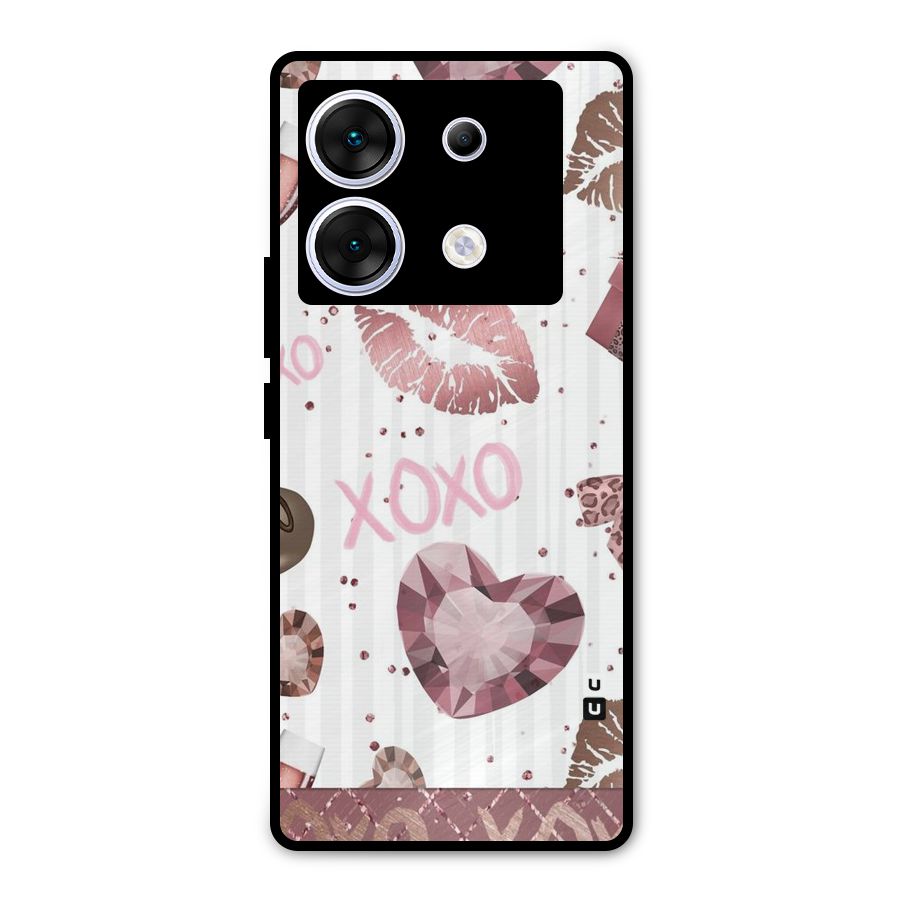 Wine Lip xoxo Metal Back Case for Infinix Zero 30 5G