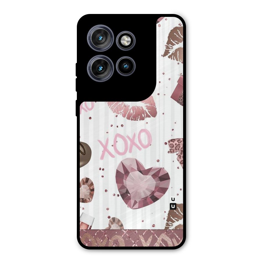 Wine Lip xoxo Metal Back Case for Motorola Edge 50 Neo