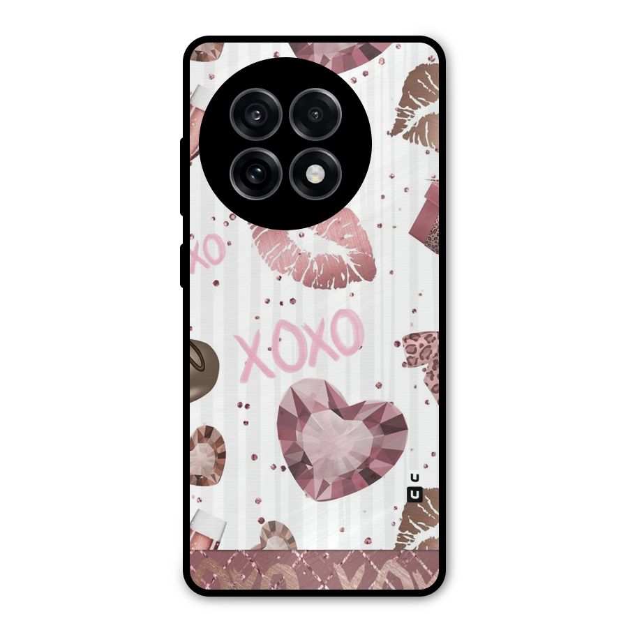 Wine Lip xoxo Metal Back Case for OnePlus 13R