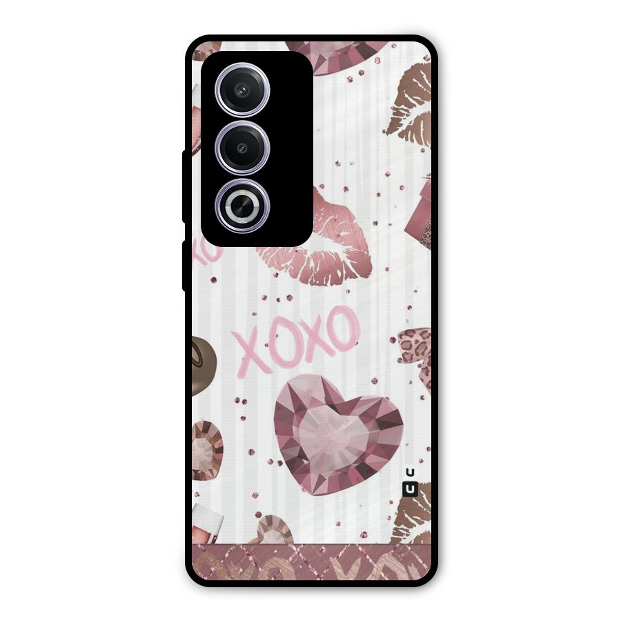 Wine Lip xoxo Metal Back Case for Oppo A3 Pro